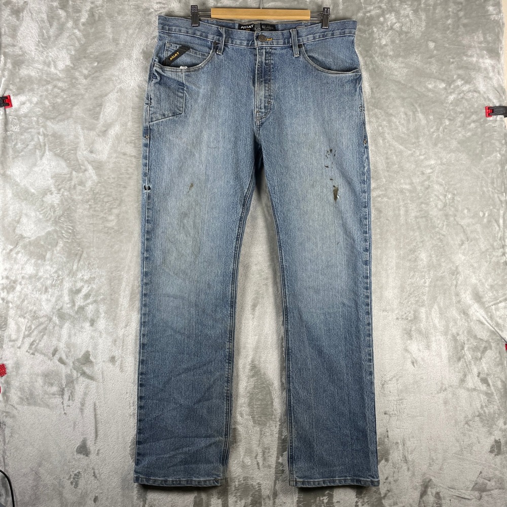 Ariat Rebar M4 Boot Jean Men 36x34 Blue Relaxed Bootcut Workwear 10016221